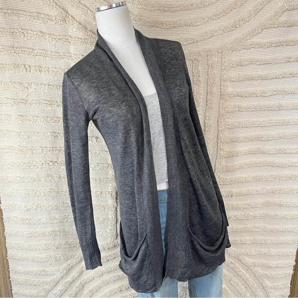 Eileen Fisher Gray Open Front Linen Cardigan